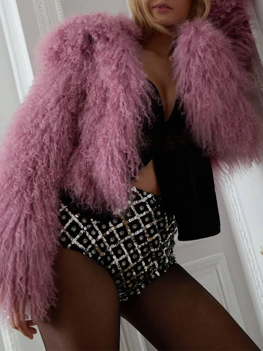 Women'S Stylish Fluffy Fuzzy Cropped Jacket