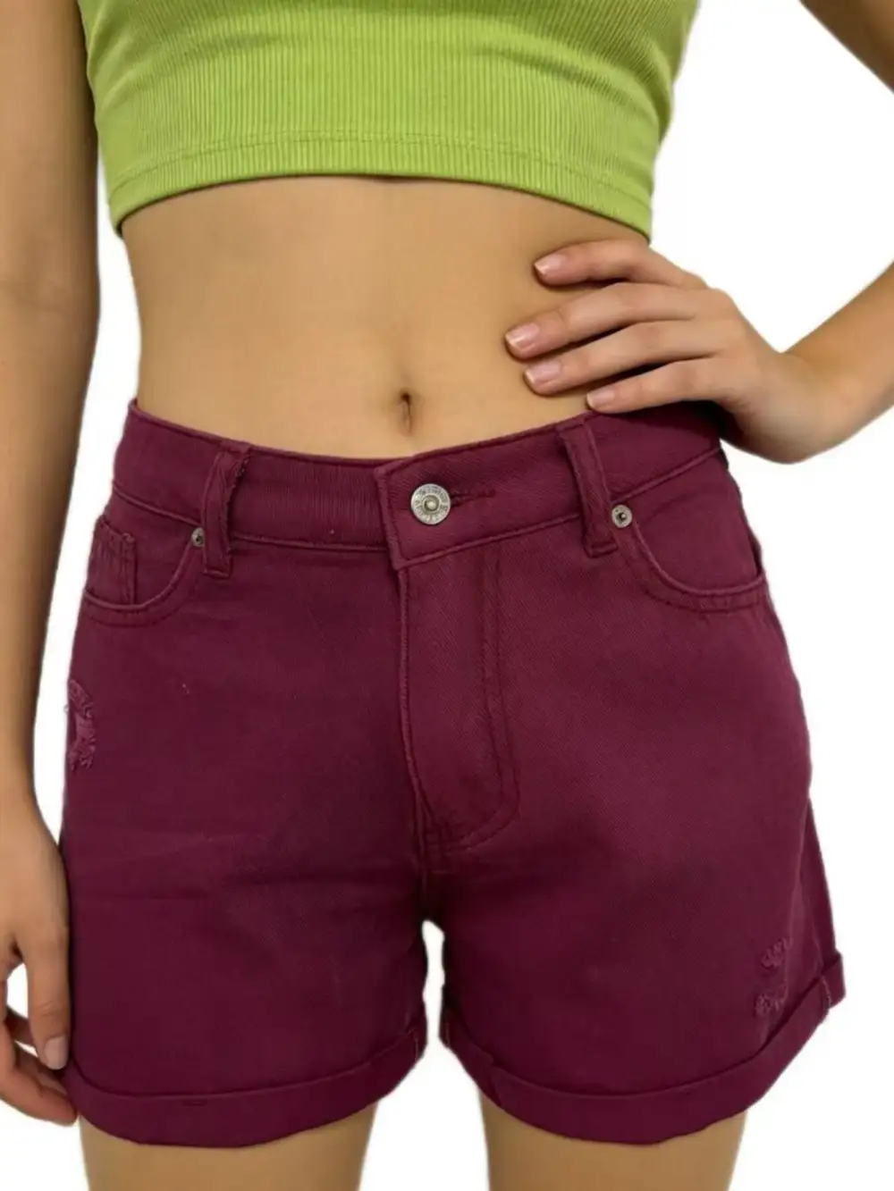 Distressed Ripped High Waist Pocketed Shorts