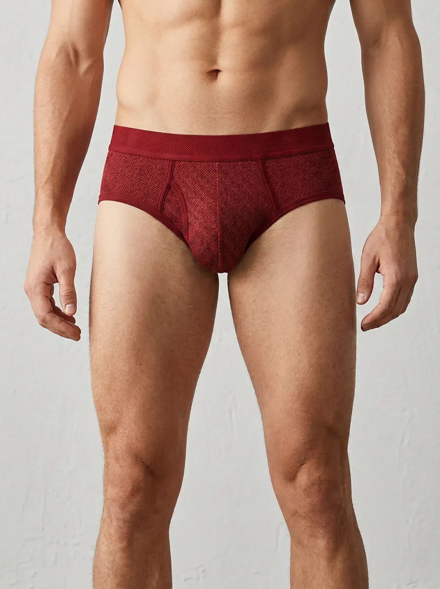 Men's Geometric Pattern Navy Printed Briefs