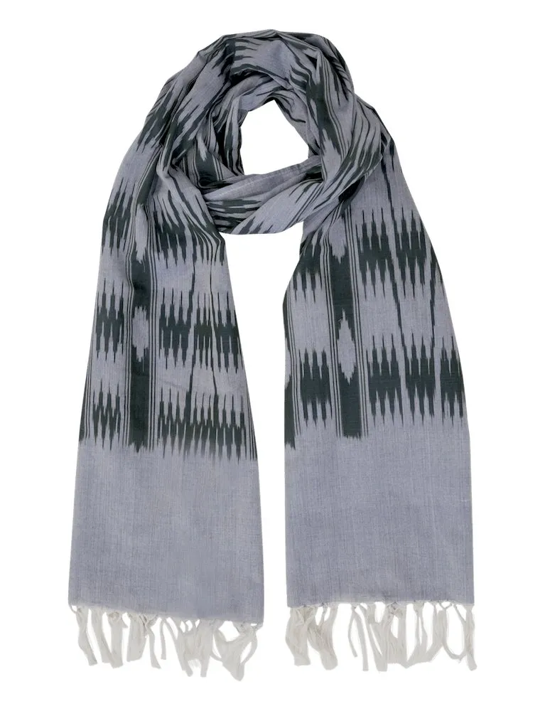 Light Blue Olive Banded Stripes Scarf