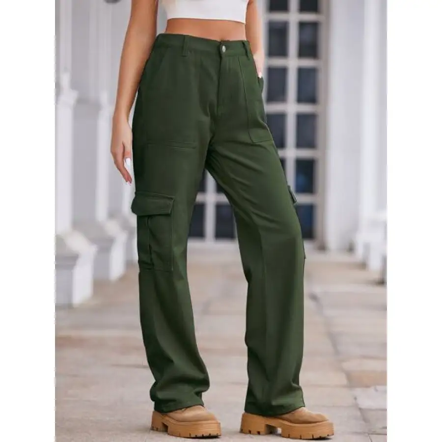 Straight Denim Cargo Pants