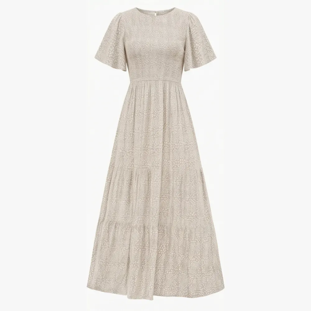 Textured Smocked Floral Maxi Dress