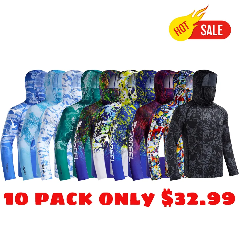 Men UPF 50+ UV Sun Hoodie Shirts with Mask Neck Gaiter  Protection Raglan Long Sleeve Lightweight Quick Dry Moisture Wicking Breathable Cooling Athletic Activewear