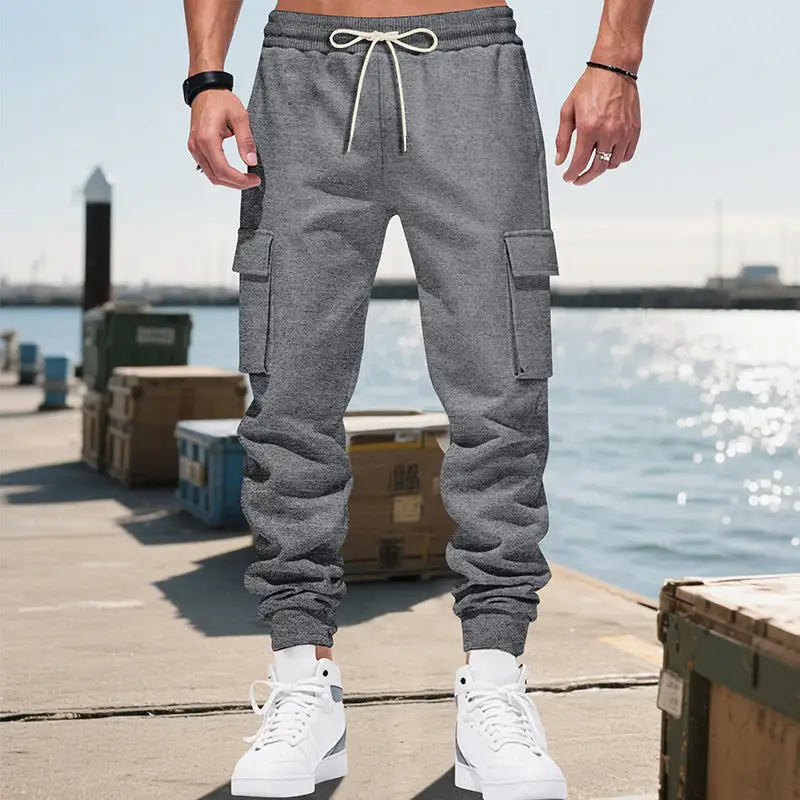 Men's Cargo Jogging Pants with Multiple Pockets and Elastic Waistband Cargo Pants