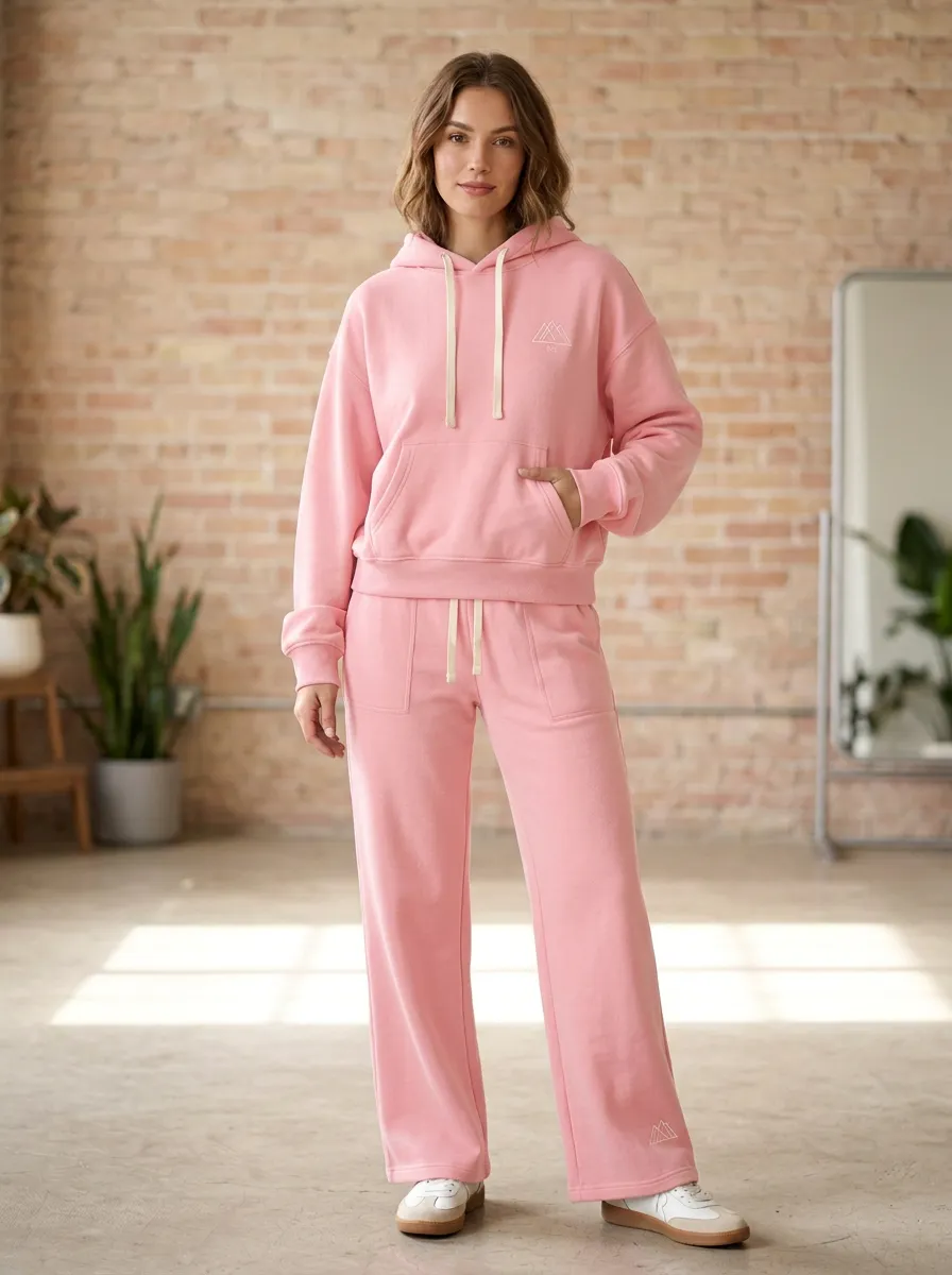 Women's Mountain Lover Minimalist Logo Printed Hoodie Sweatpants Set