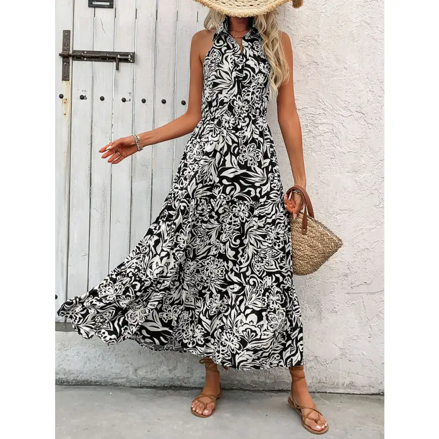 Backless Smocked Sleeveless Midi Dress