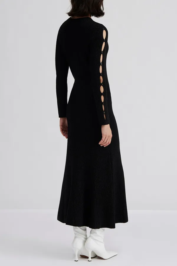 Cut Out Sleeve Knit Midi Dress
