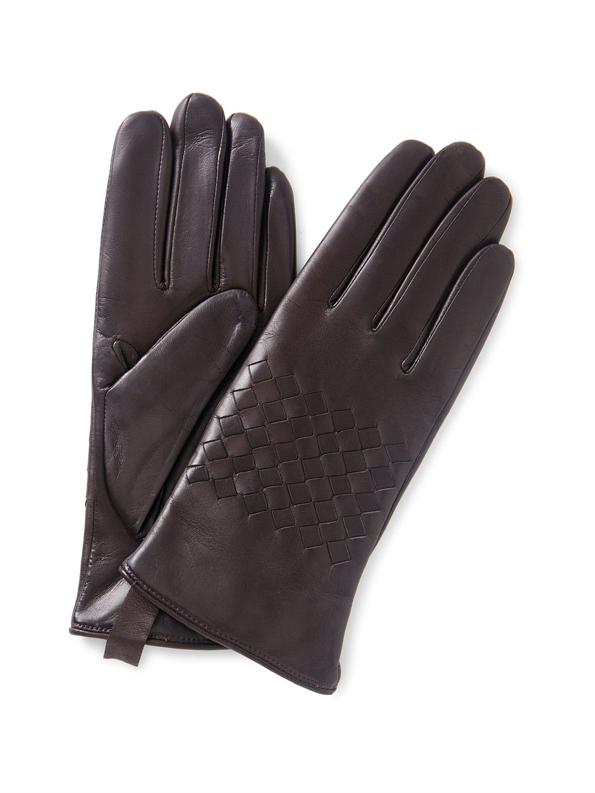 Diamond-Patterned Leather Gloves