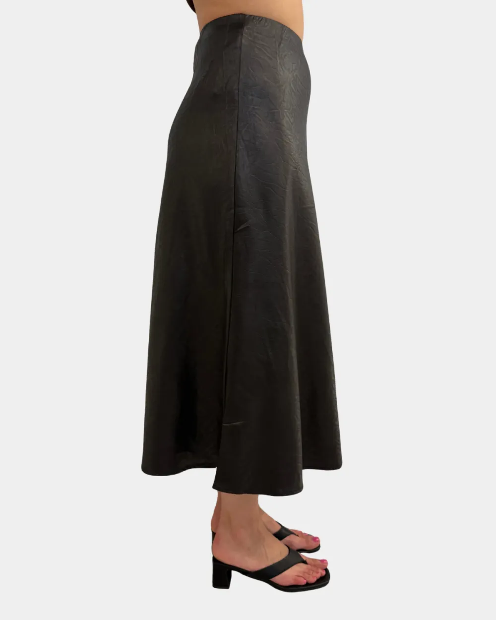 Textured Satin Midi Skirt