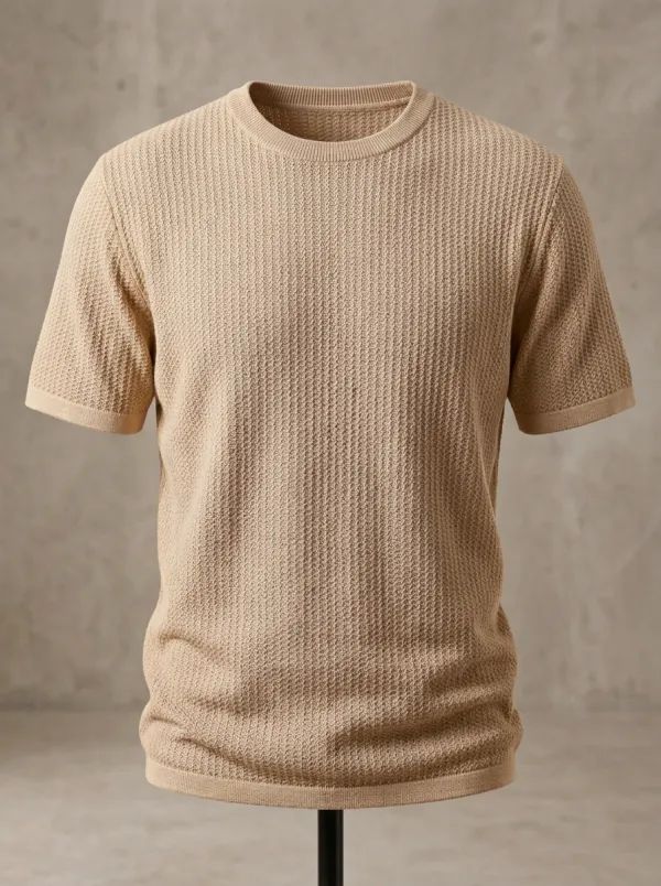 Refined Textured-Knit Men's Knit Crew-Neck T-Shirt