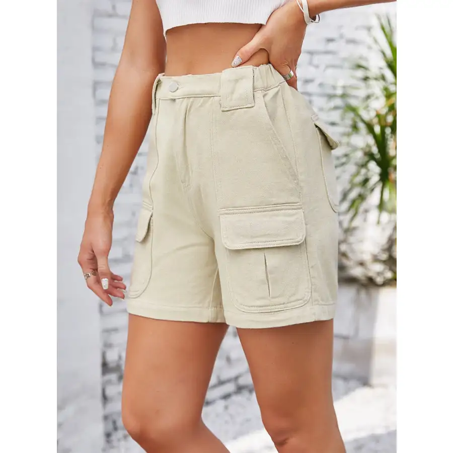 High Waist Washed Denim Shorts