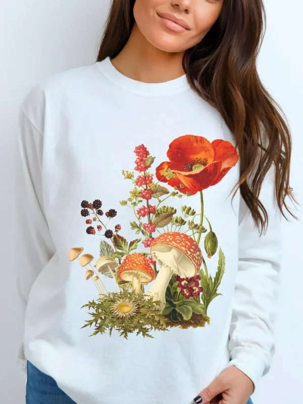 Cottagecore Botanical Print T-Shirt