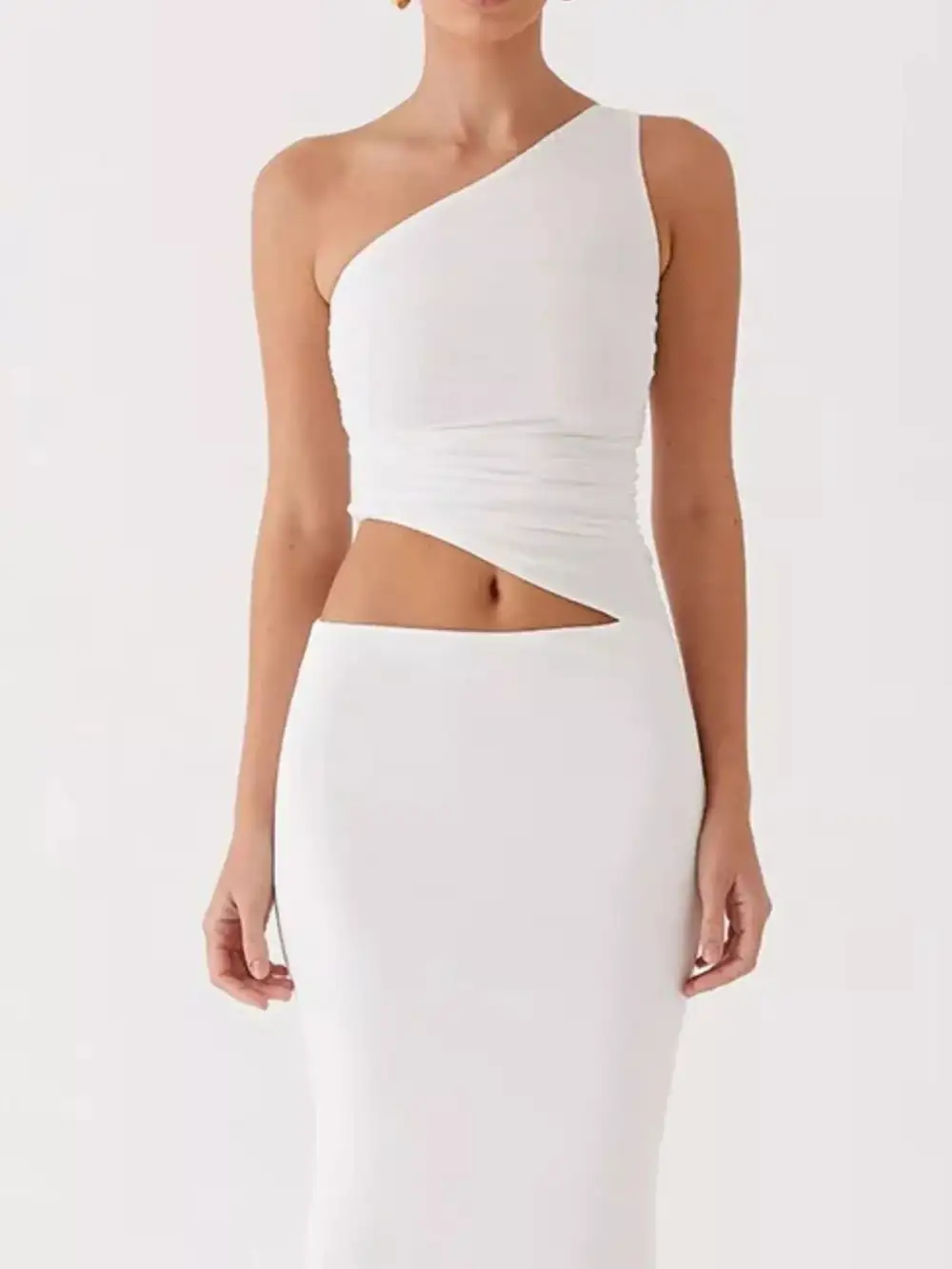One Shoulder Ruched Coordinated Set
