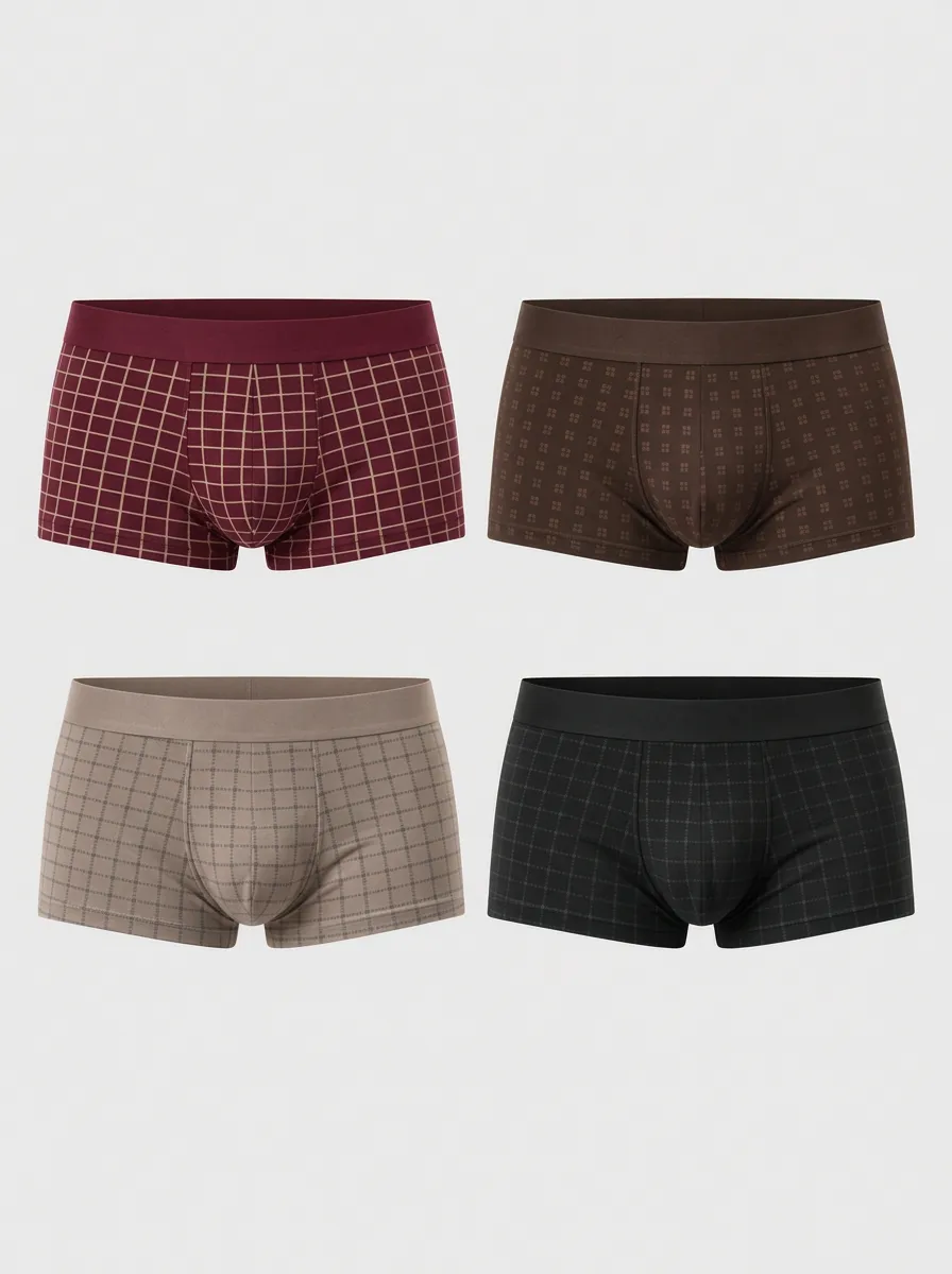 Men's Multicolor Patterned Trunk Briefs 4-Pack