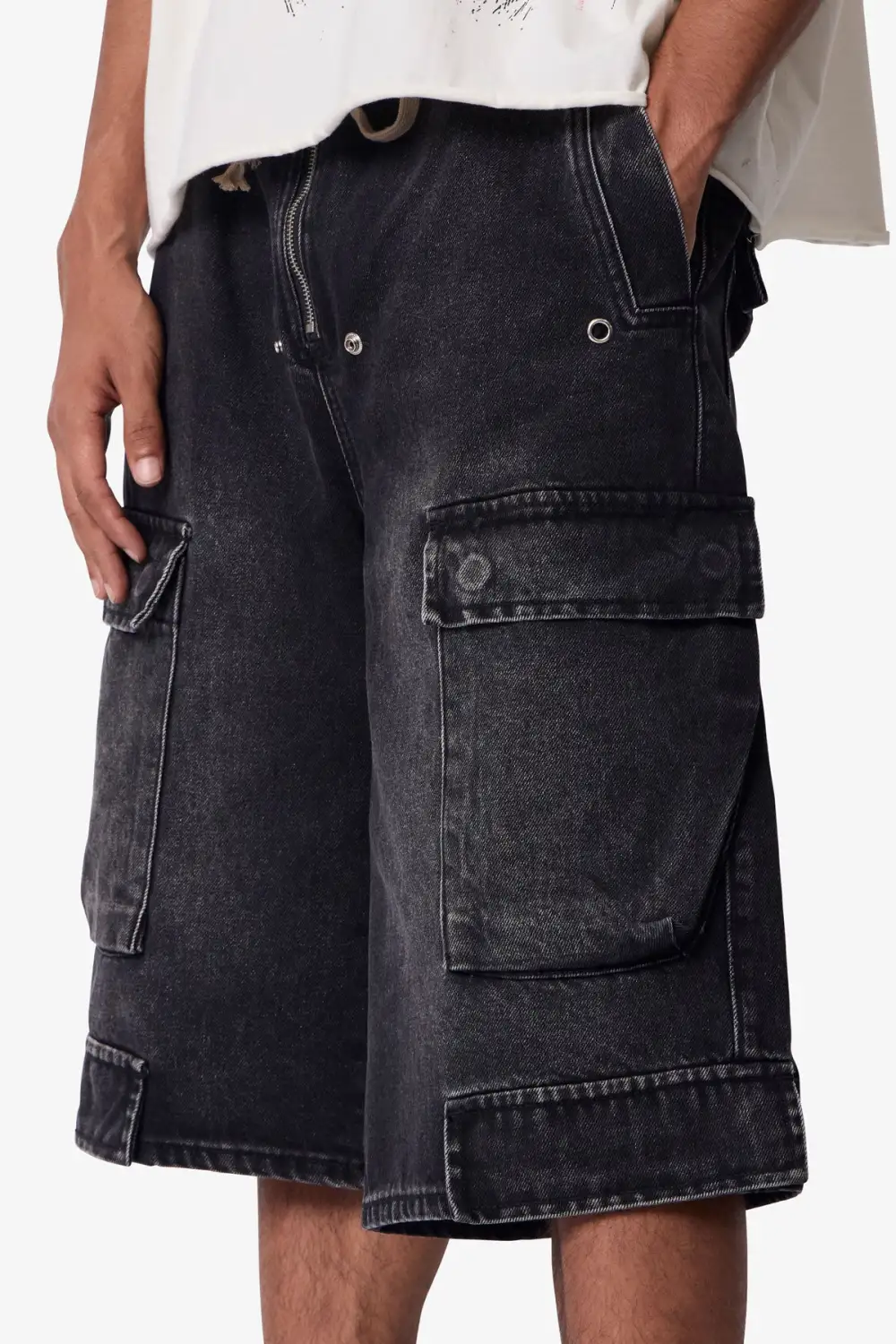 Utility Cargo Denim Shorts