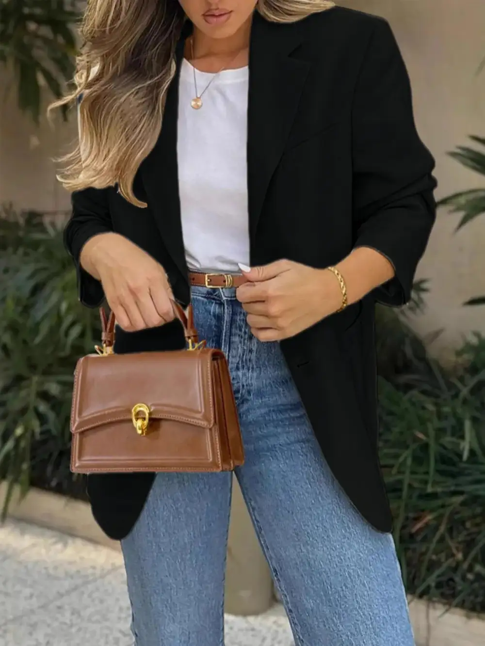 Modern Lapel-Collar Long-Sleeve Blazer