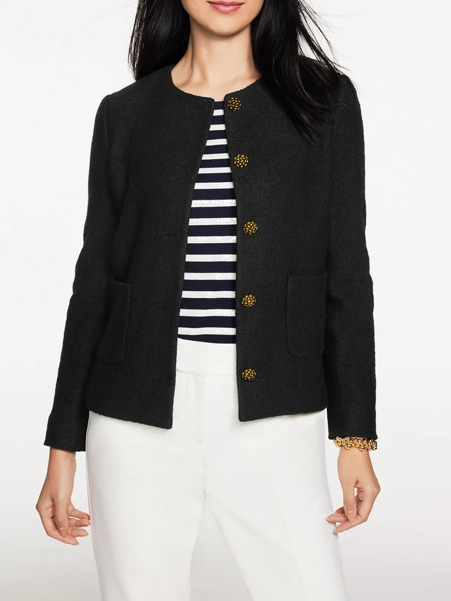 Women's Stylish Wool Buttoned Short Coat