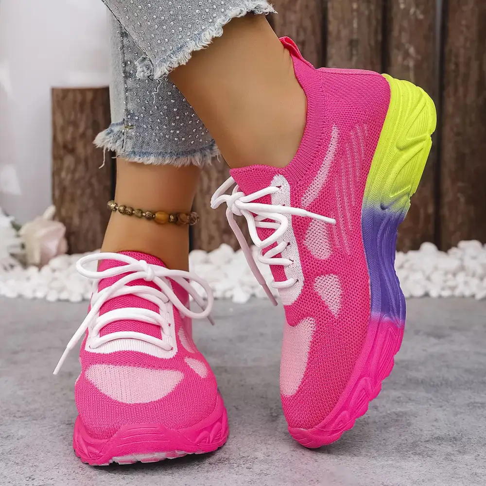 Lace-Up Round Toe Sneakers