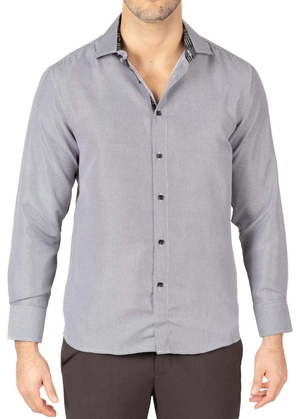 Open Collar Button Up Dress Shirt