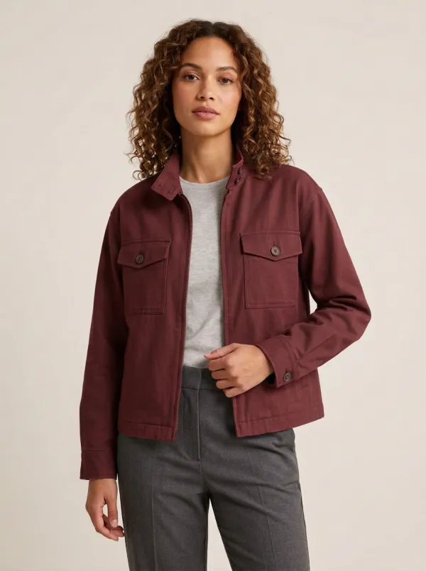 Women's Casual Utility Sage Green Cotton Field Jacket