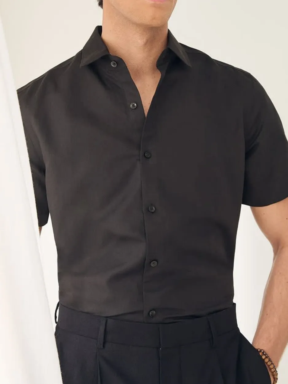 Black Casual Style Short-Sleeve Shirt