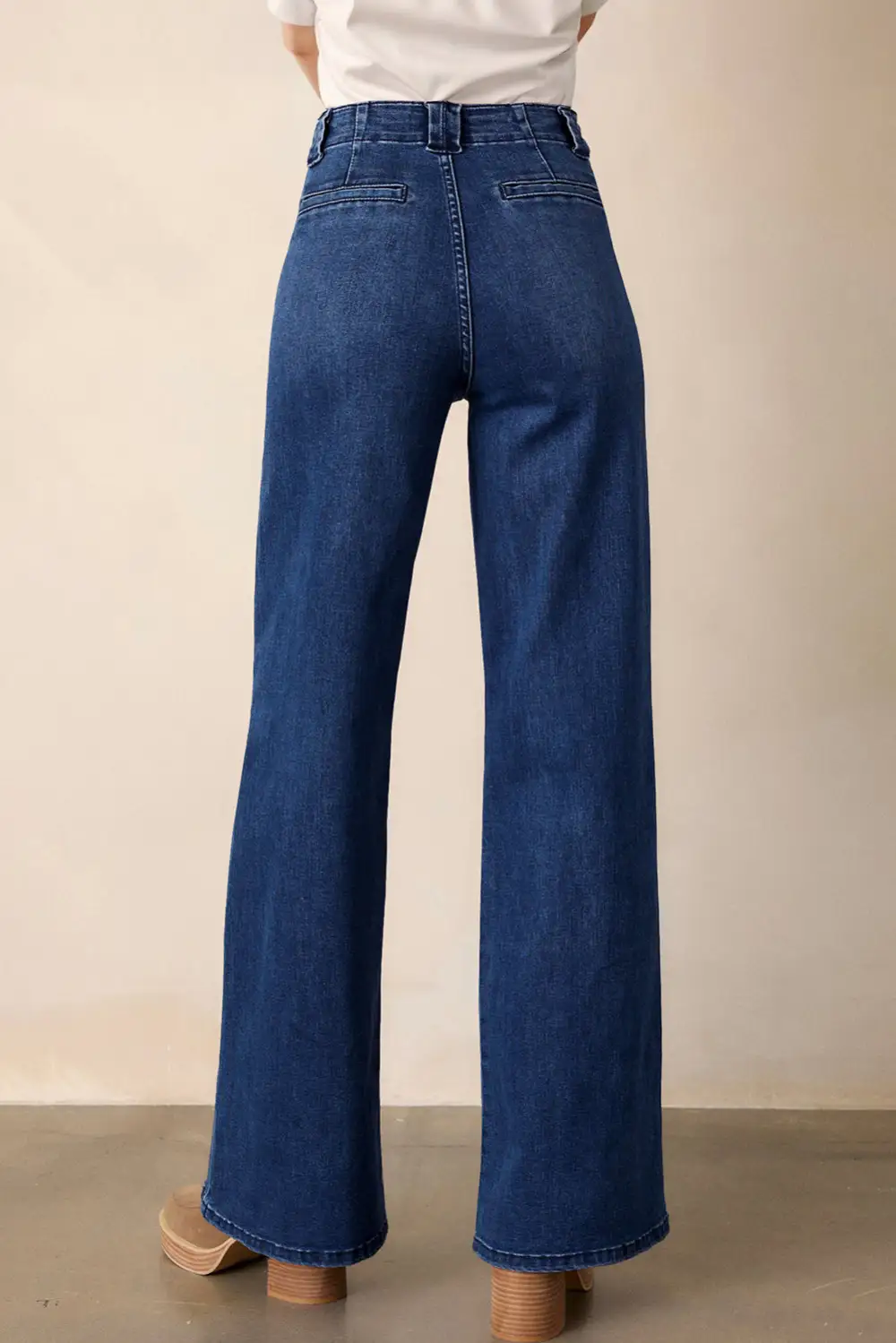 Smooth Mid Rise Straight Leg Denim Jeans