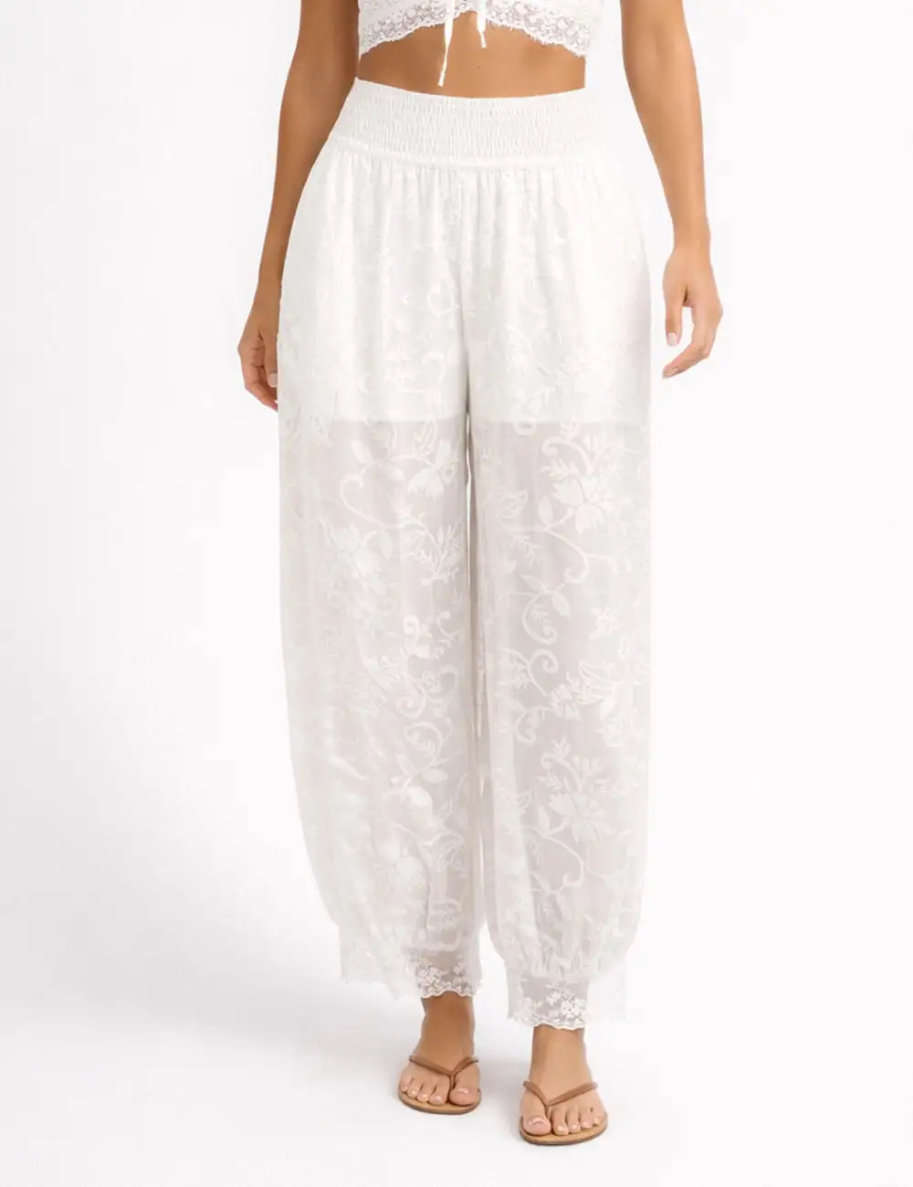 Bohemian Lace Embroidery Balloon Leg Pants