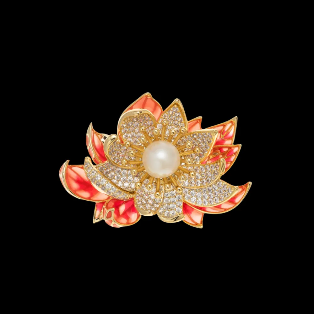 Enamel Water Lily Brooch