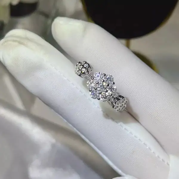 Platinum-Plated Moissanite Flower Ring