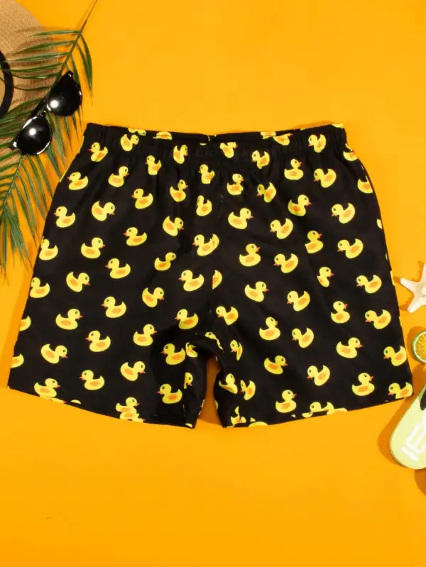 Men's Duck Print Drawstring Swim Trunks