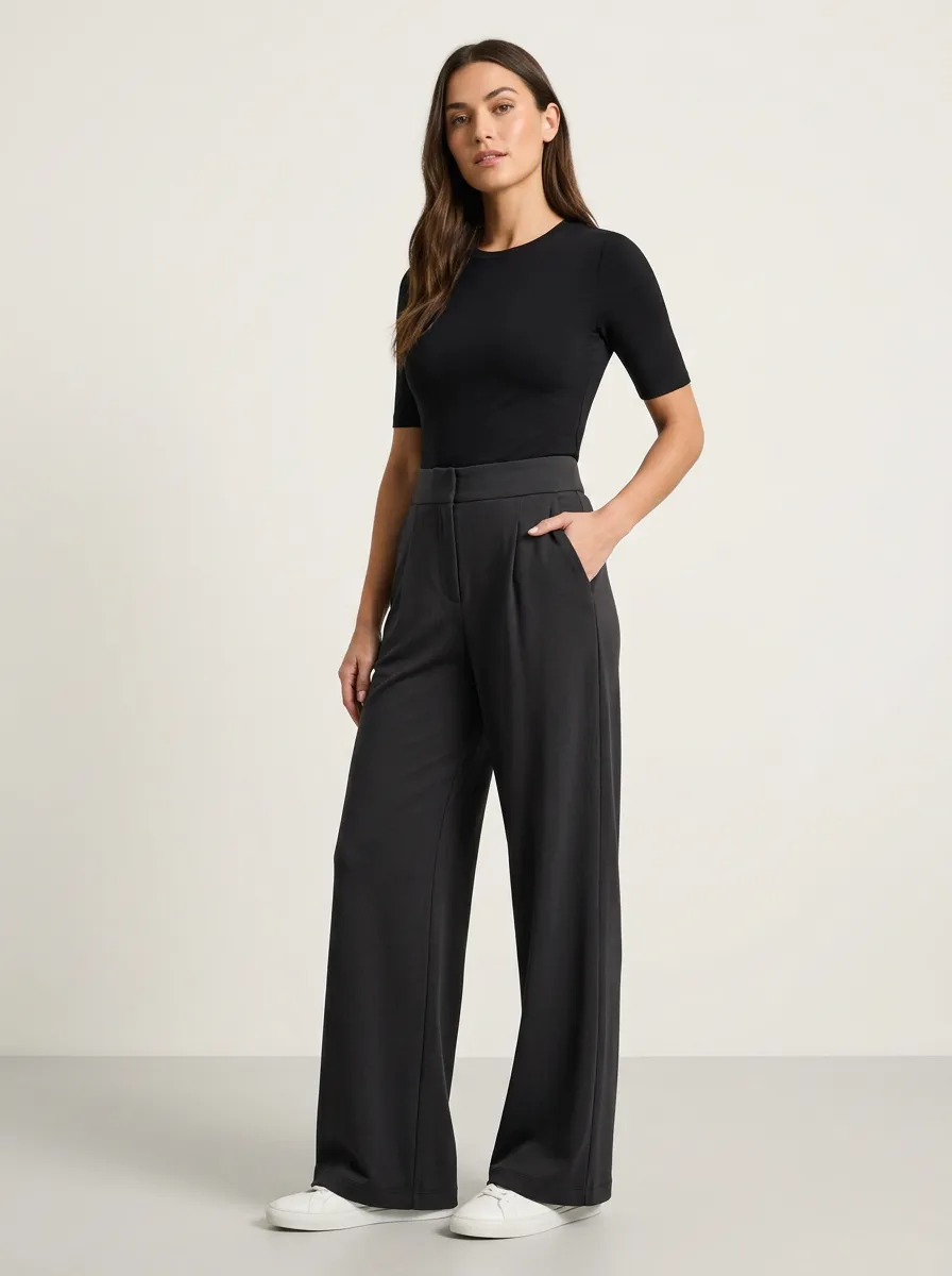 Classic Wide-Leg Solid Printed Women's Wide-Leg Pants