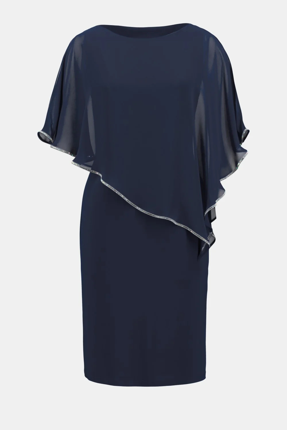 Midnight Blue Sheer - Sleeve Wrap Dress