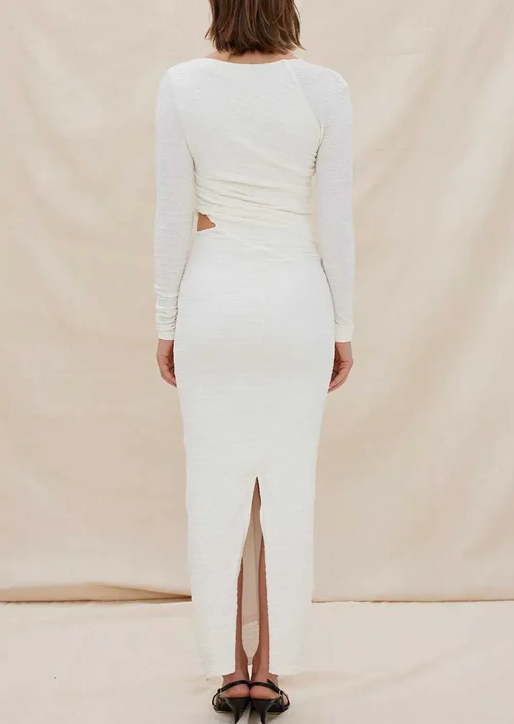 RUCHED LONG SLEEVE DRESS