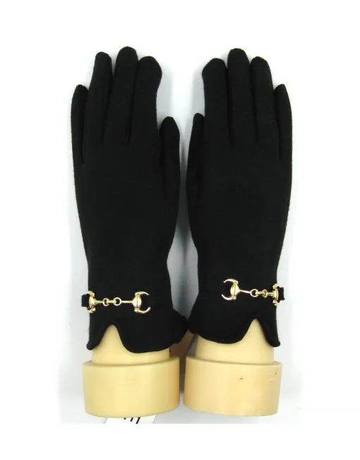 Refined Chain Accent Cashmere Gloves