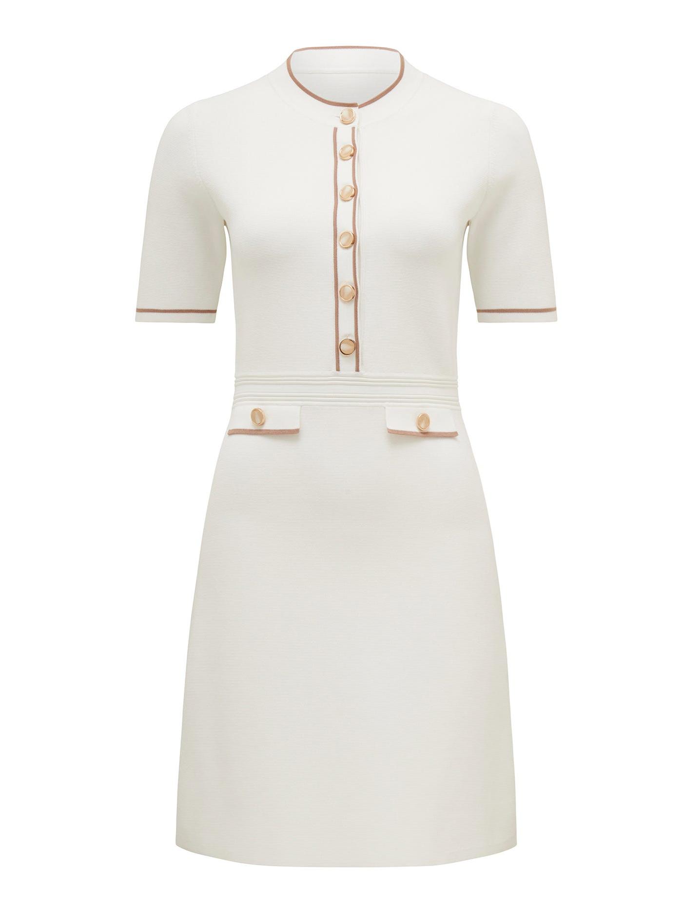 Beige Knit Mini Dress