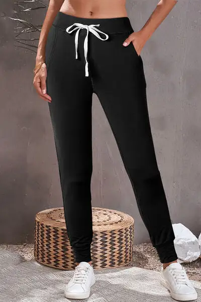 Relaxed Drawstring Pocketed Jogger Pants
