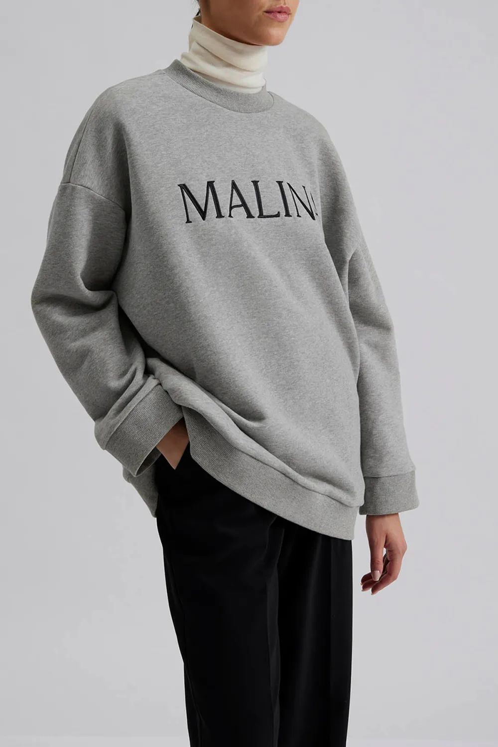 Embroidered College Style Crew Neck Sweater