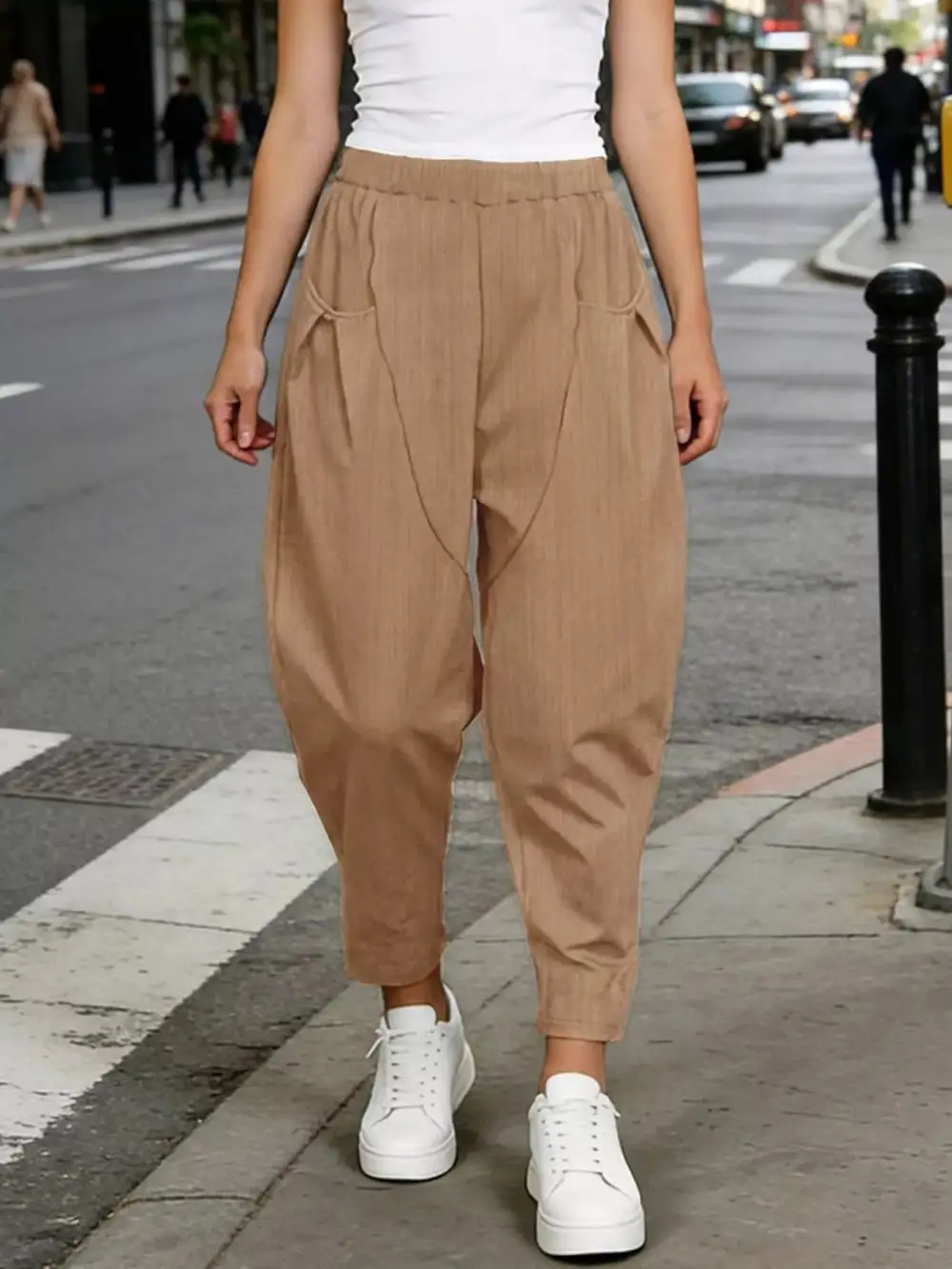 Plus Size Elastic Waist Harem Pants