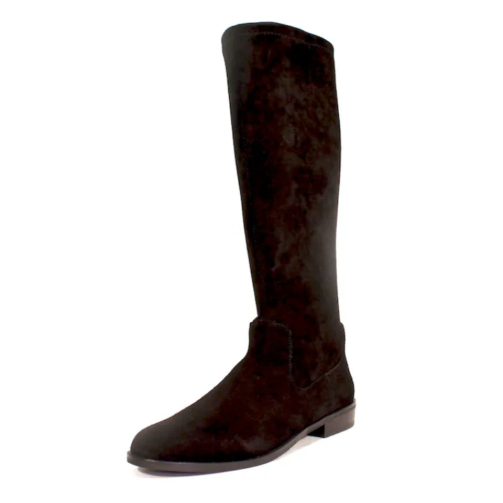 Leather Suede Elastic Knee High Boots