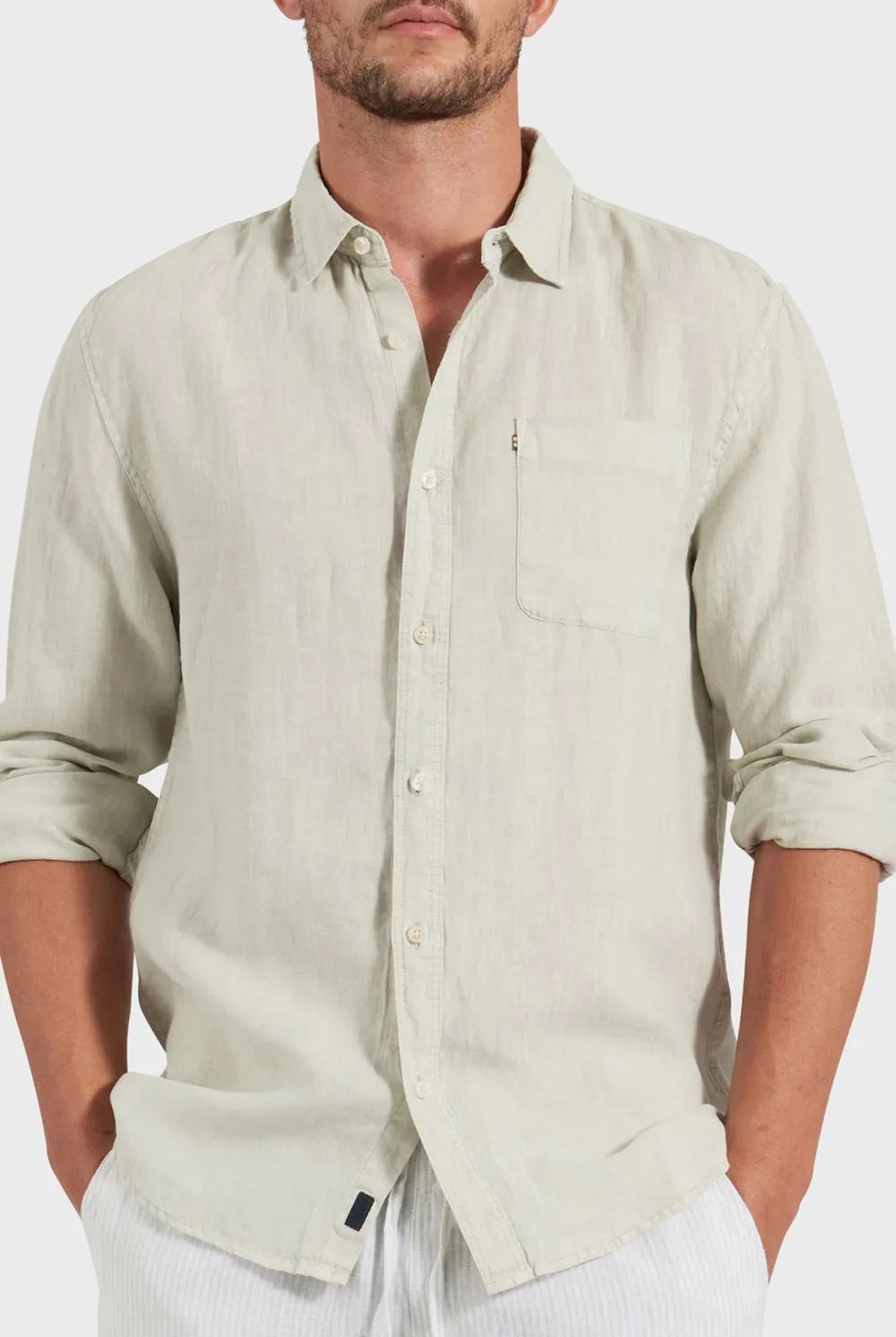 Hampton Linen Shirt- Sage green