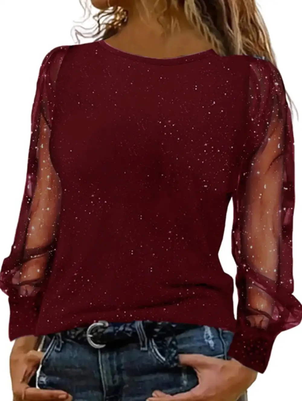 Long-Sleeved Loose Round Neck Loose Tee