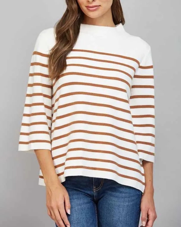 Stripe Mock Neck Sweater