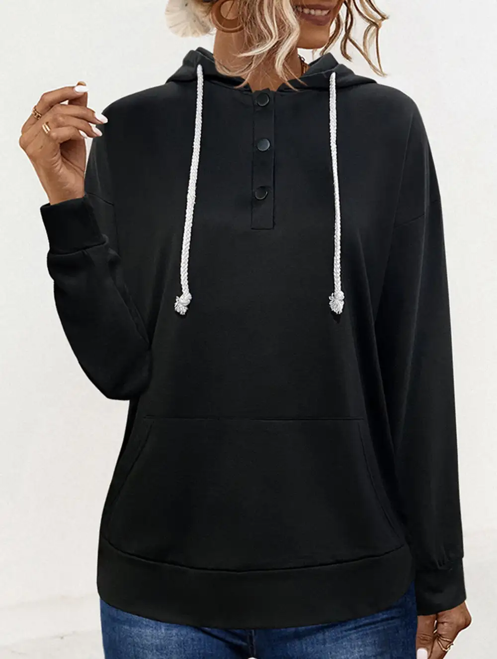 Hooded Drawstring Pocket Sweatshirt