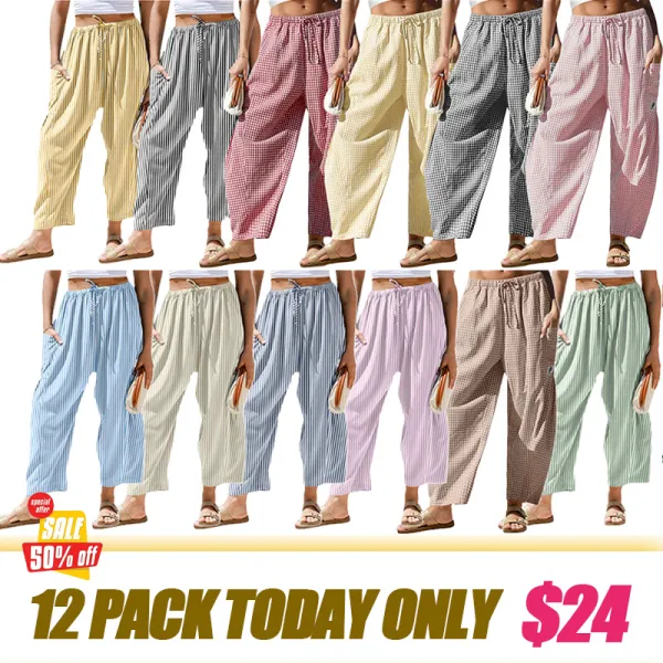 Women's wide-leg plaid harem pants