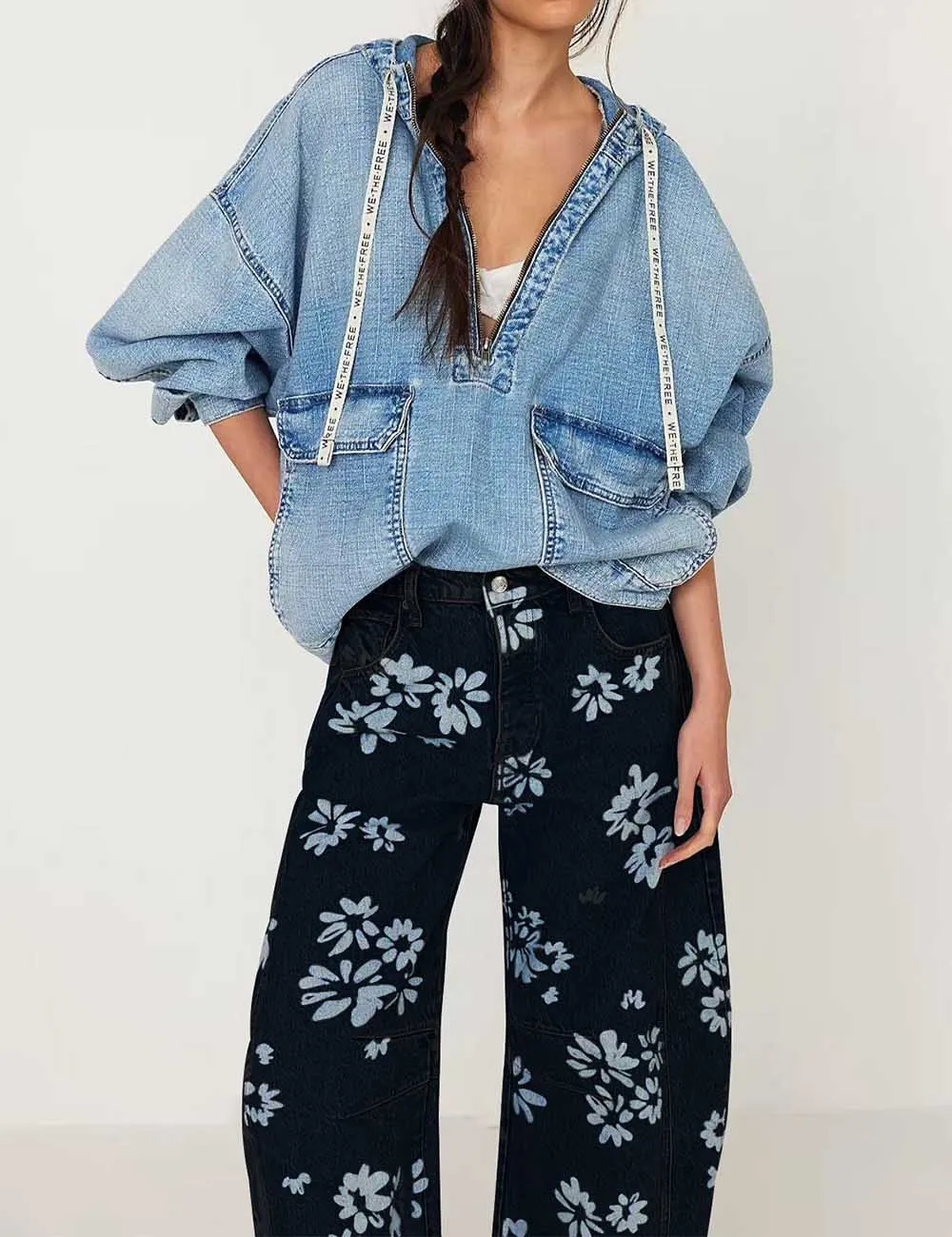 Barrel Print Jeans Daily Denim Pants