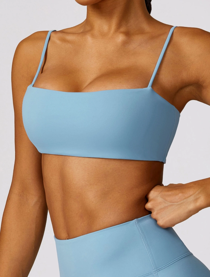 Square Neck Thin Strap Sports Bra