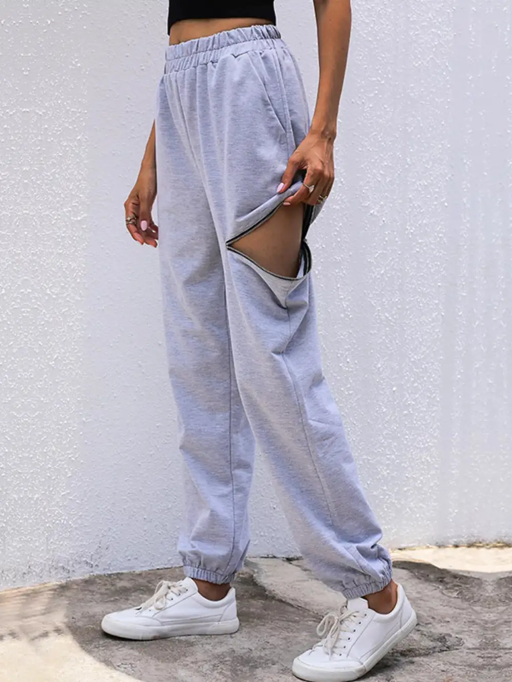 High-Waist Drawstring Pocketed Jogger Pants