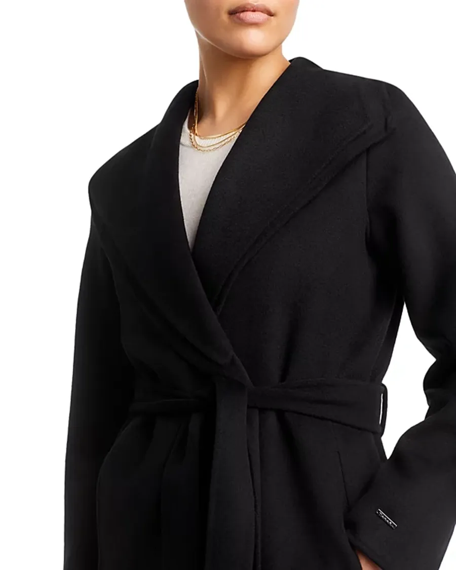 Long Sleeve Belted Wrap Coat
