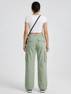 Functional Embroidered Detail Multi Pocket Collection Women's Multi Pocket Cargo Pants
