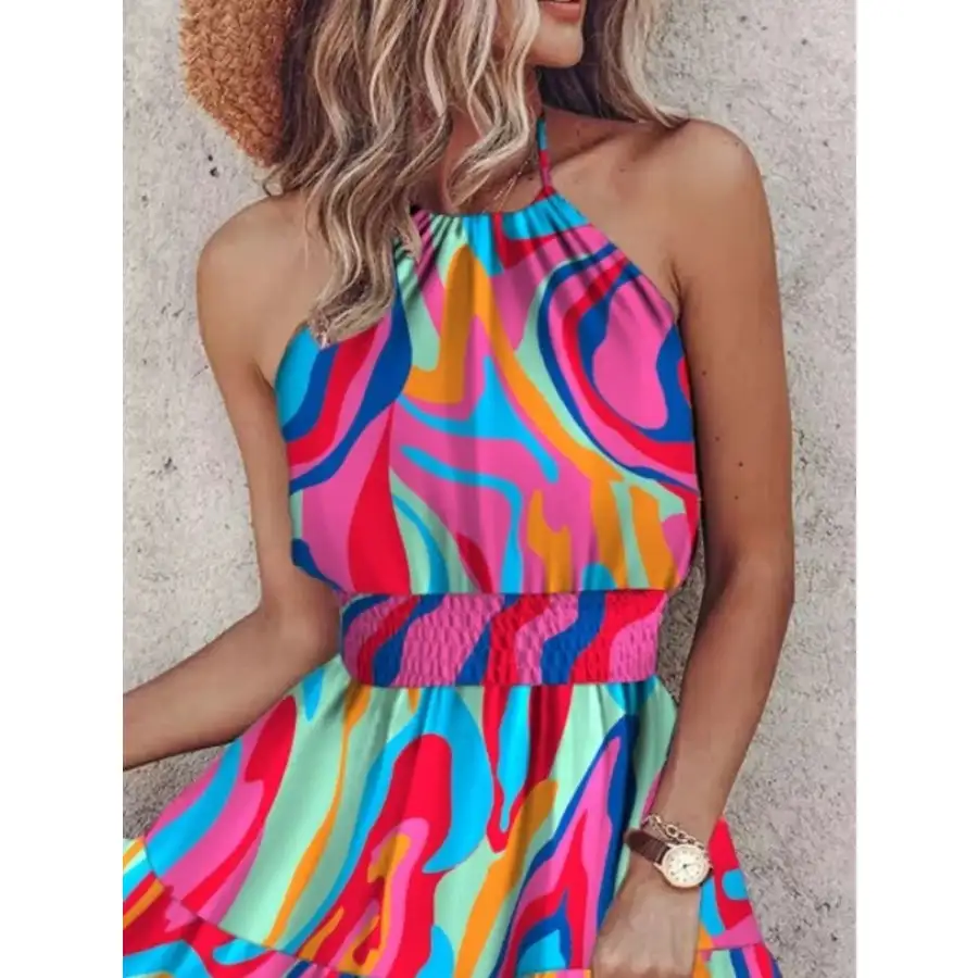Paisley Print Halter Neck Mini Dress